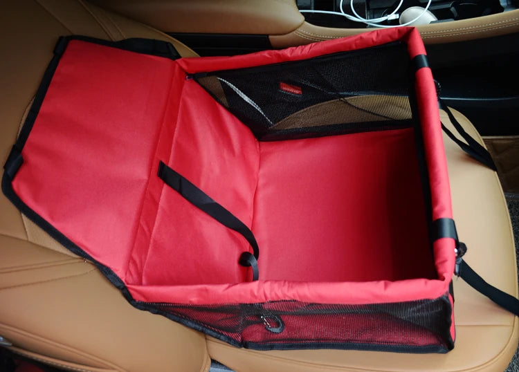 Showlu Smart General portable small dog car seat carrier bag with mesh sides and adjustable straps for travel comfort.