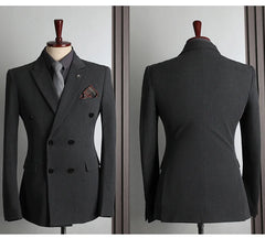 S-7XL New Business Men's Solid Double Breasted Luxury Suits Gentleman Slim Wedding Suit Two-piece Suit Men Blazer+pants