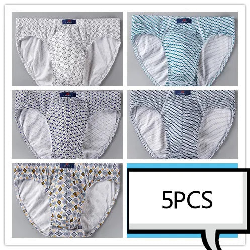 Showlu men's 100% cotton briefs in a solid knit design, comfortable underwear 5-pack, soft and breathable everyday wear