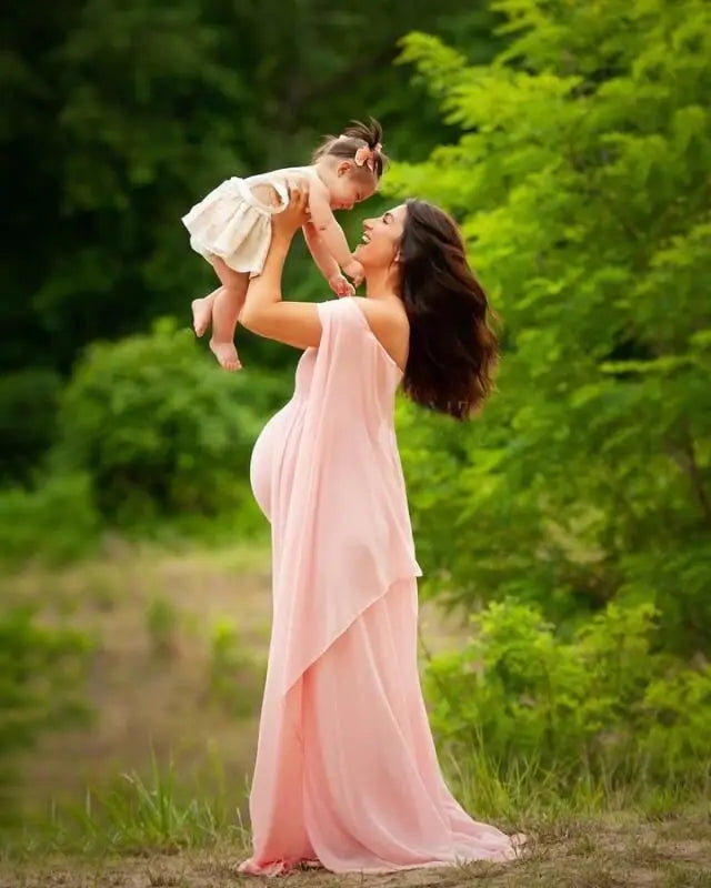 Lace maternity gown maxi dress for pregnant women by Showlu Fashion, long sleeve, elegant dress for pregnancy photoshoots