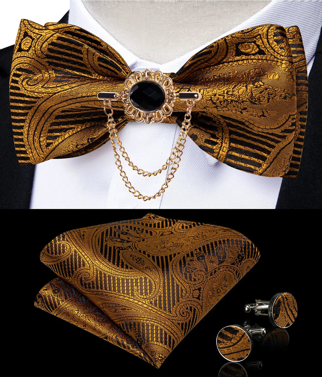 Pink plaid silk self-tie bow tie set with brooch and handkerchief from SHOWLU FASHION STORE, featuring elegant details and craftsmanship.