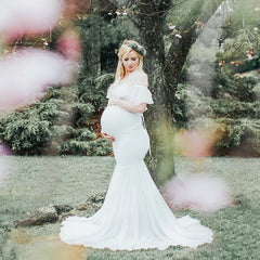 Mermaid Maternity Dresses For Photo Shoot Pregnant Women Pregnancy Dress Photography Props Sexy Off Shoulder Maxi Maternity Gown