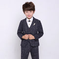 LUOBOBEIBEI boys 4-piece formal plaid wedding suit including blazer and pants, stylish and suitable for special occasions.