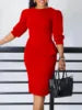 Showlu Fashion Store Ohsisa round neck pleated knee-length dress with half sleeves, ideal for office wear and stylish occasions.
