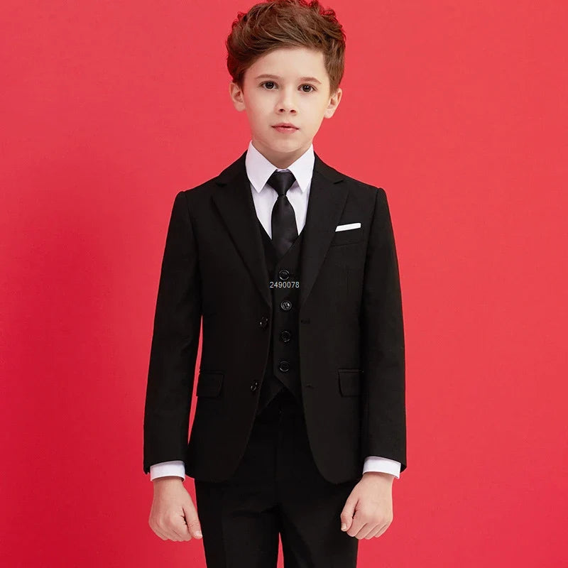 Kids boys black 007 wedding suit by SHOWLU FASHION STORE, formal blazer and 5-piece set for special occasions