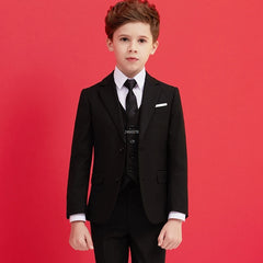 Boys Black 007 Wedding Suit Kids Formal Blazer Clothing Set Gentleman Children Day Graduation Chorus Performance Dress Costume