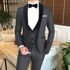 Tailor-made Men Suit Jacket Vest Pants Set Elegant Groom Groomsmen Shawl Lapel Tuxedos Royal Blue Wedding Suits Men 3 Pieces