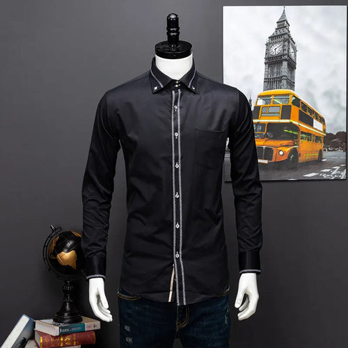 2024 Spring/Autumn Men's Long Sleeve Business Shirt Korean Fashion Wedding Pink Groom Shirt Male Interview Shirt