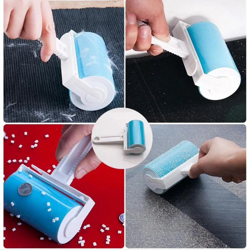 Showlu Smart General Pet Hair Roller Pro removing pet hair from upholstery and clothing with a sleek, easy-to-use design.