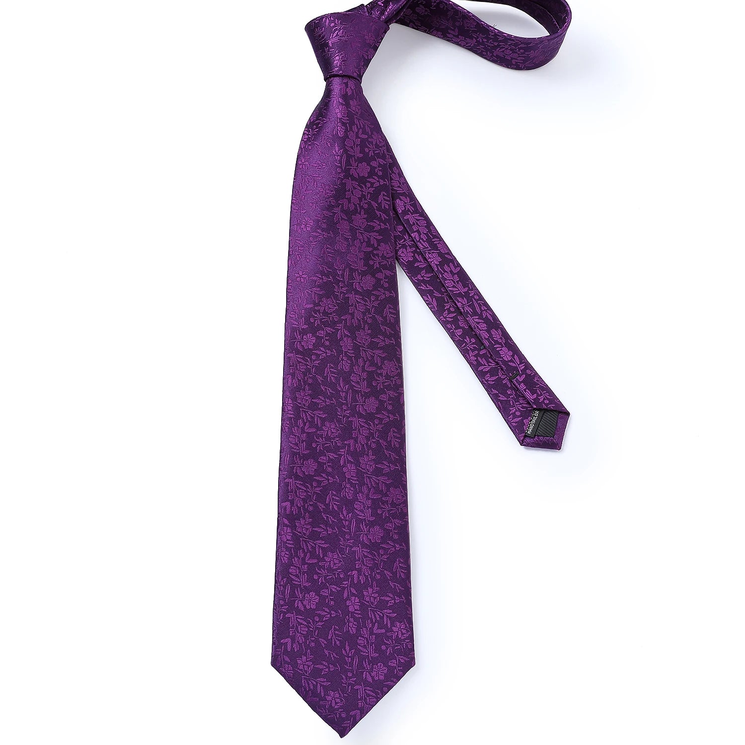 DiBanGu Ties For Men Purple Floral Paisley Necktie Business Formal 100% Silk Tie Pocket Square Set For Wedding Party Cravat