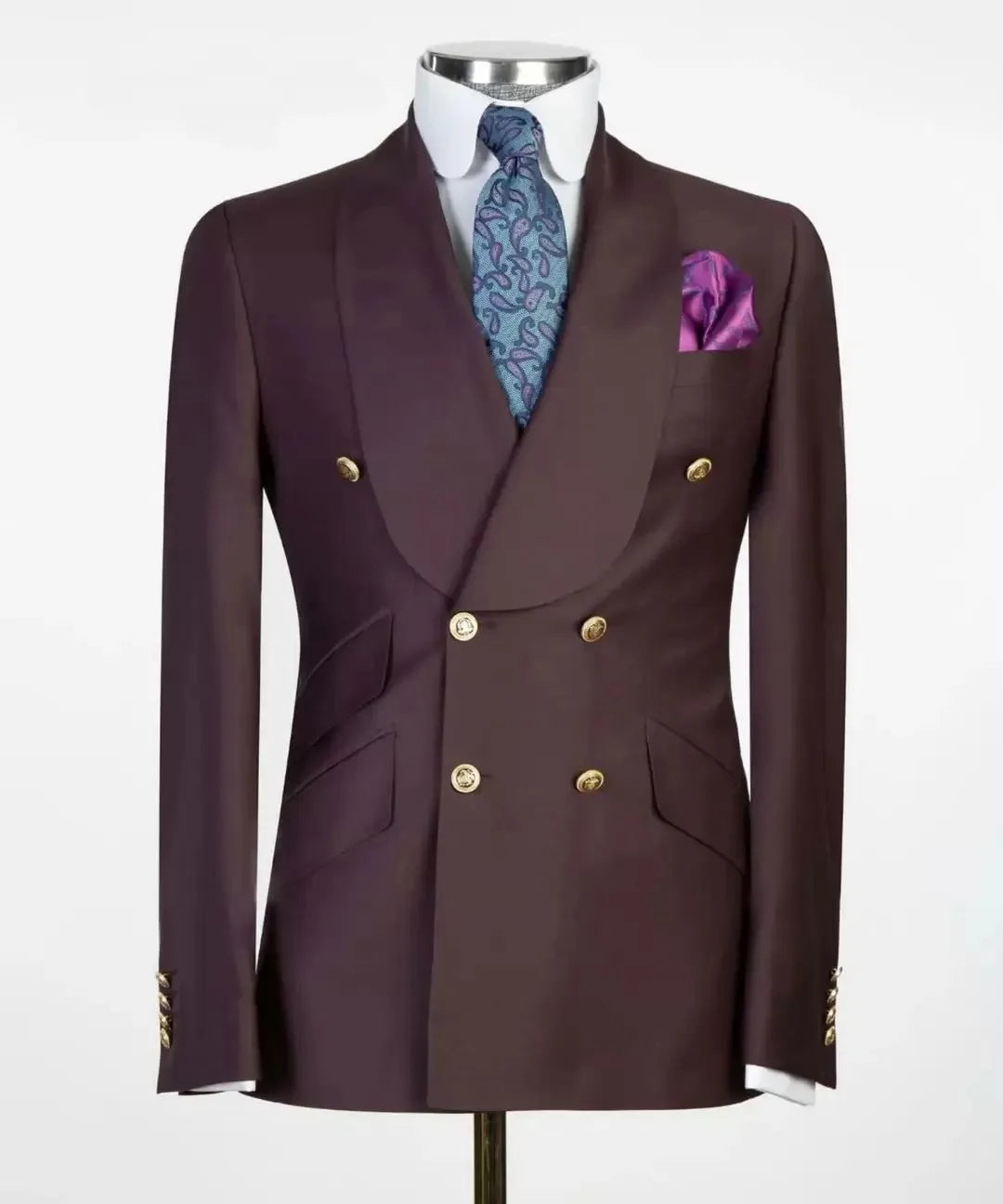 Men's white double-breasted wedding suit by Showlu Fashion, tailored with TR fabric, formal attire for special occasions