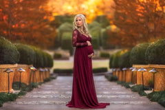 Classic Sexy Maternity Shoot DressesLong sleeve lace Pregnancy Photography Dress Lace Chiffon Pregnant Women Blue For Photo