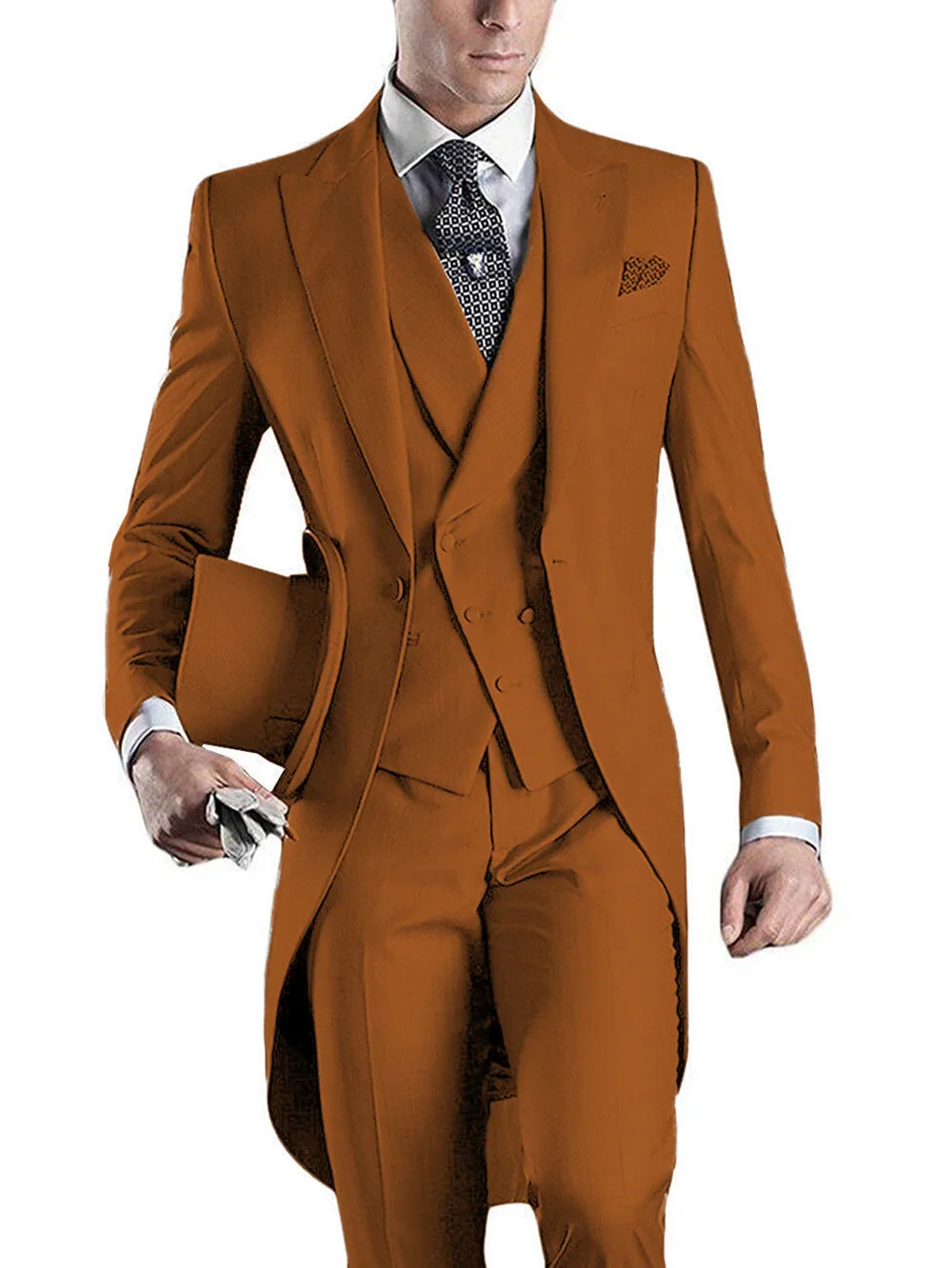 Men's 3-piece slim fit wedding tuxedo with peaked lapel by SHOWLU FASHION STORE, styled for formal occasions and weddings.