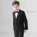 Kids boys formal wedding suit with blazer and trousers, showing a stylish tuxedo set for ages 2-14T by LUOBOBEIBEI.