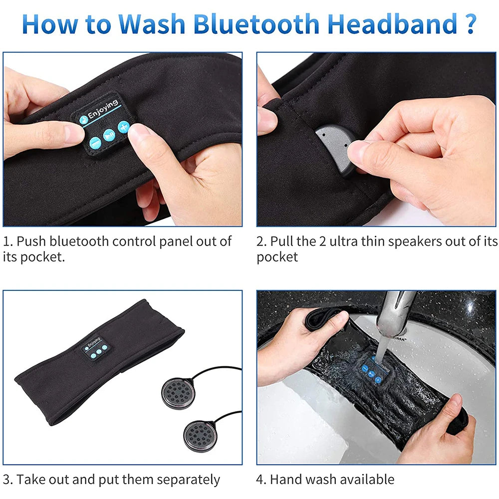 Showlu Smart Bluetooth sleeping headphones and 3-in-1 sports headband with built-in audio, soft fabric, and adjustable fit.