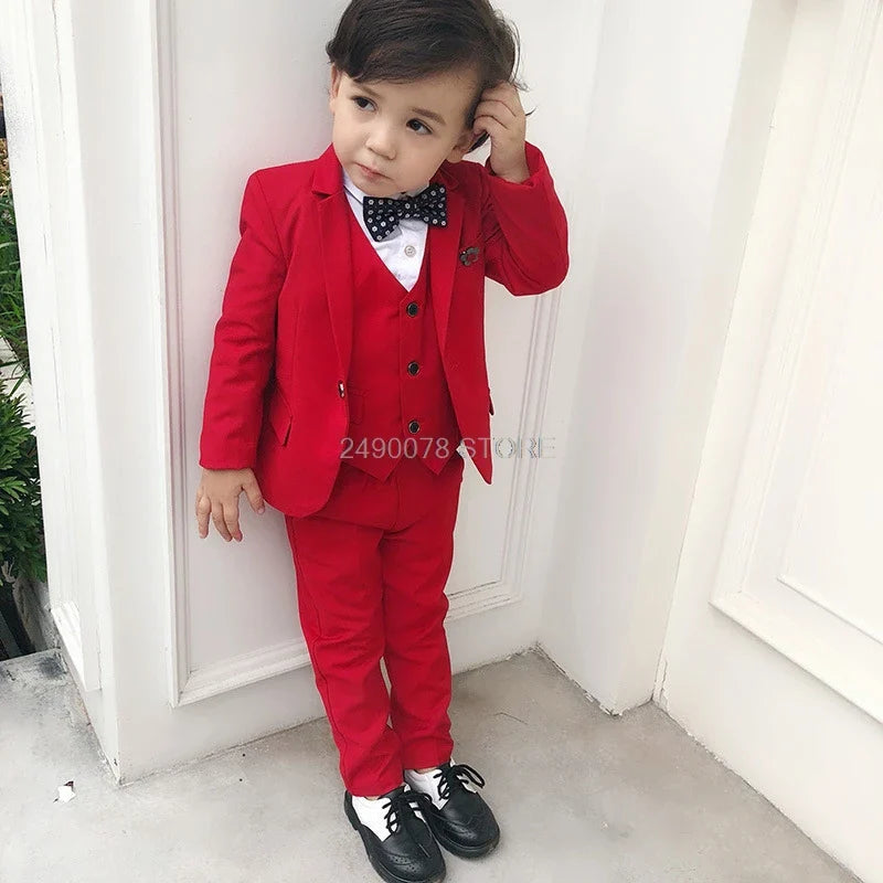 LUOBOBEIBEI boys 3-piece wedding suit with formal tuxedo jacket, dress shirt, and trousers for kids, from SHOWLU FASHION STORE.