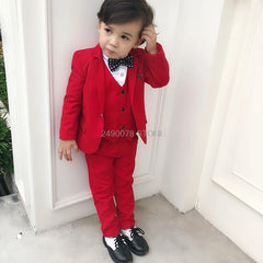 Flower Boys Wedding Suit Japan Kids Jacket Vest pants 3Pcs Set Children Formal Tuxedo Host Dance Party Performance Dress Costume