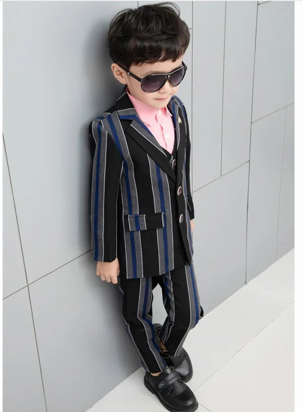 LUOBOBEIBEI boys formal plaid wedding suit set including blazer and pants, stylish 4-piece outfit for special occasions