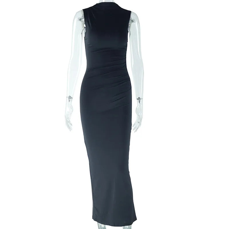 Milk Silk Elegant Woman Modest  Casual Summer Beachwear Sexy Sleeveless Bodyon Classic T Shirts Dresses for Women