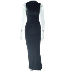 Milk Silk Elegant Woman Modest  Casual Summer Beachwear Sexy Sleeveless Bodyon Classic T Shirts Dresses for Women