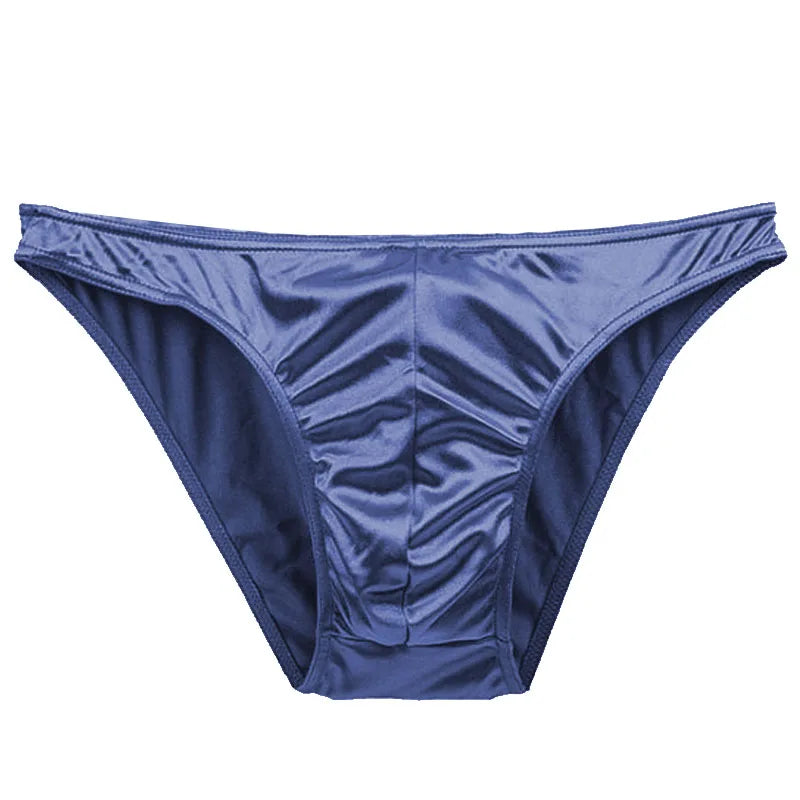 Showlu Fashion Men's satin silky briefs in large size, featuring a smooth, comfortable fit and sexy design.