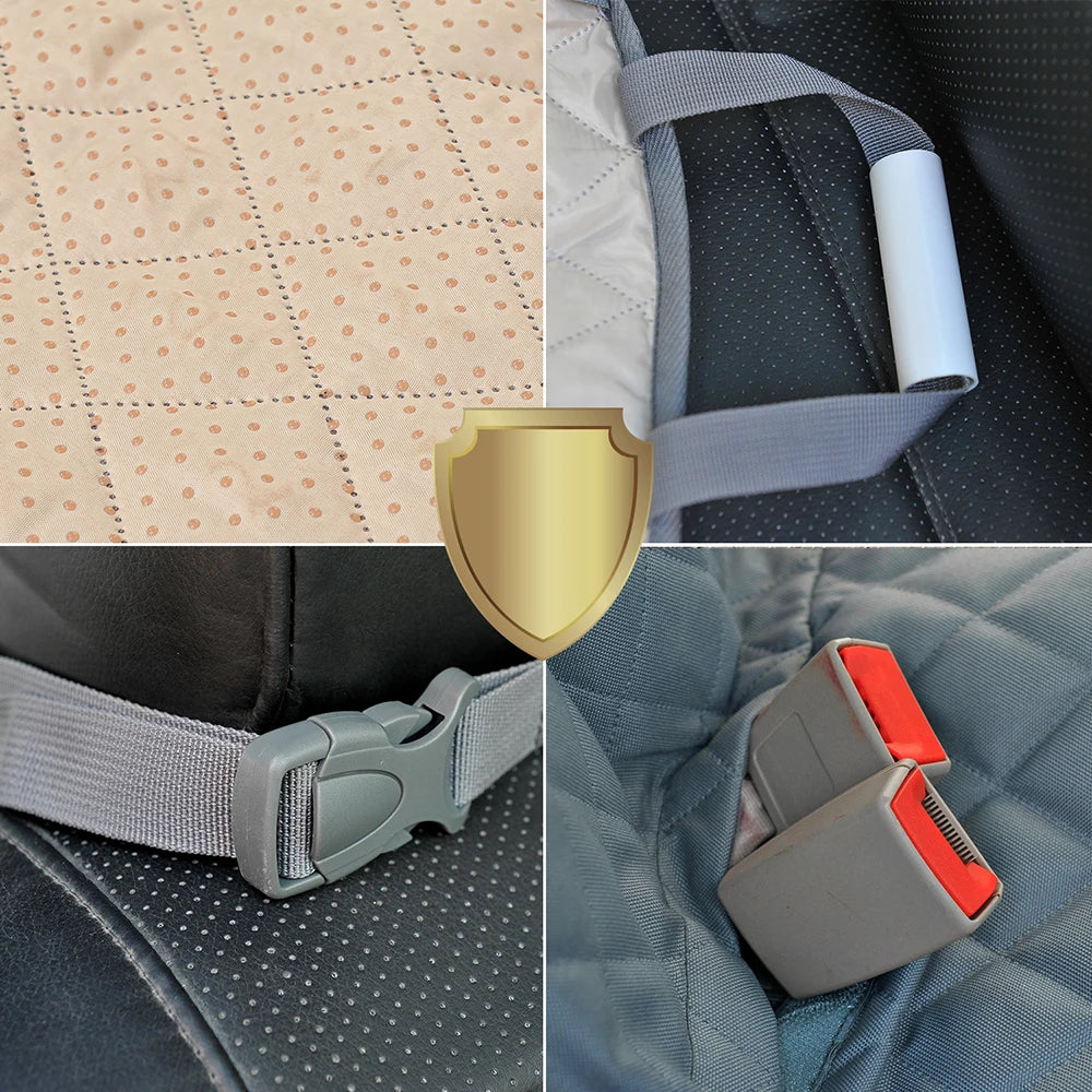 Waterproof pet car seat cover by PETRAVEL, universal dog hammock with adjustable straps and non-slip backing.