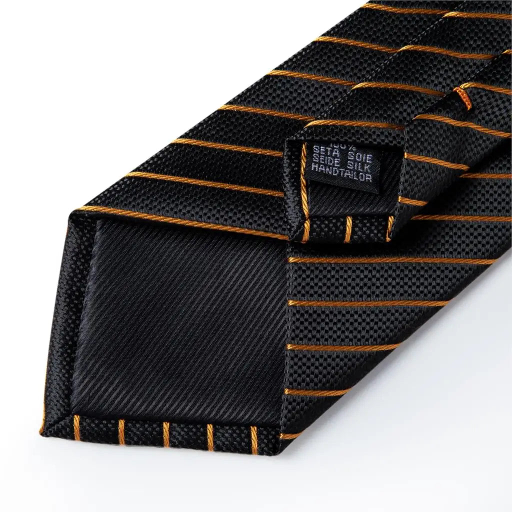 Gift Men Tie Luxury Gold Black Striped Paisley Silk Wedding Tie For Men DiBanGu Designer Hanky Cufflinks Fashion Tie Set