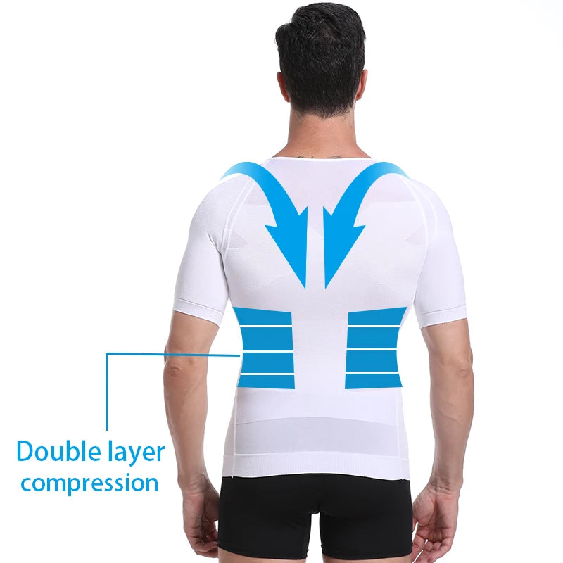 Classix men's body toning T-shirt by Showlu Fashion, slimming compression shaper for a smooth, sculpted fit.