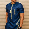 Men's African dashiki T-shirt by SHOWLU FASHION STORE, short sleeve linen top with vibrant traditional patterns.