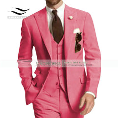 Burgundy Mens Suit 3 Pieces Elegant V Neck Notch Lapel Tuxedo Groomsmen Men Suits for Wedding Suits Men 2019 (Jacket+Vest+Pants)