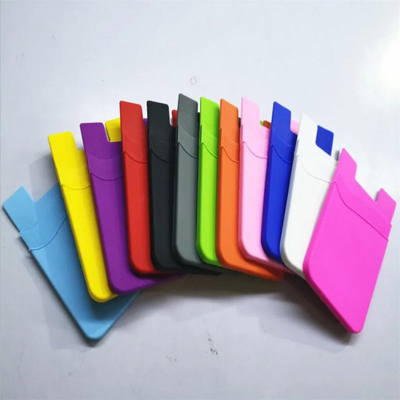 Showlu Smart General stick-on phone wallet attached to a smartphone, showcasing a slim, secure card holder for everyday convenience.