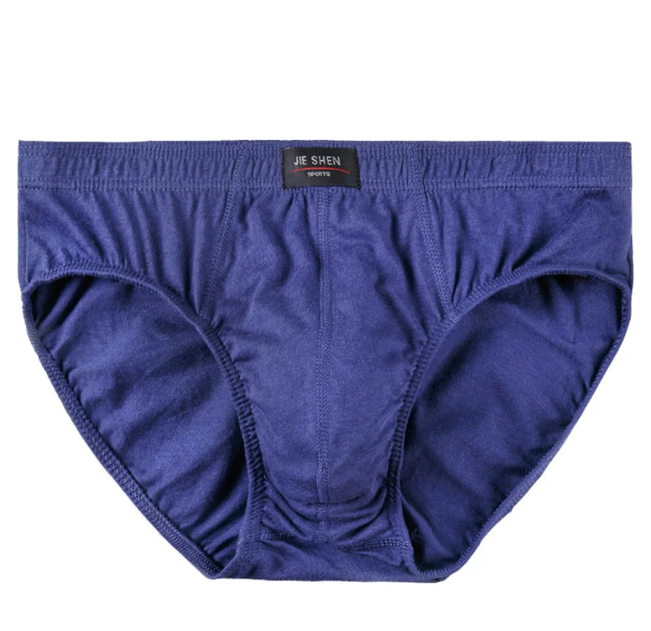 Showlu men's 100% cotton briefs in a 5-pack, solid knit underwear with a comfortable fit and classic design.