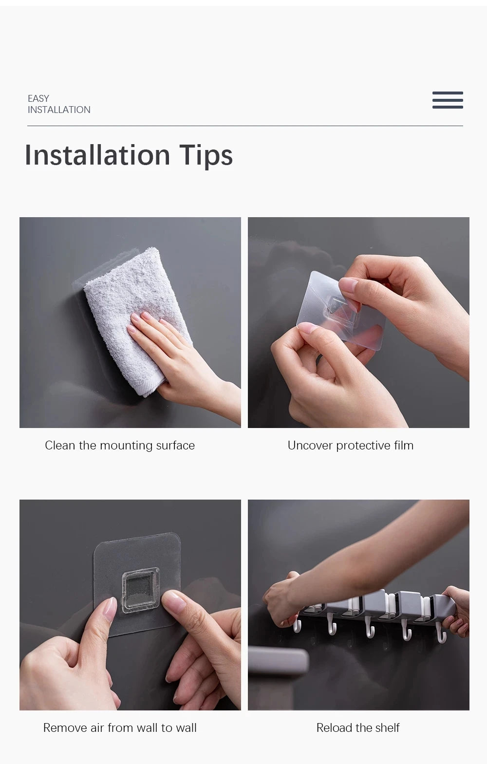 Wall mounted broom holder by Showlu Smart General with multiple slots for organizing brooms and cleaning tools on the wall.