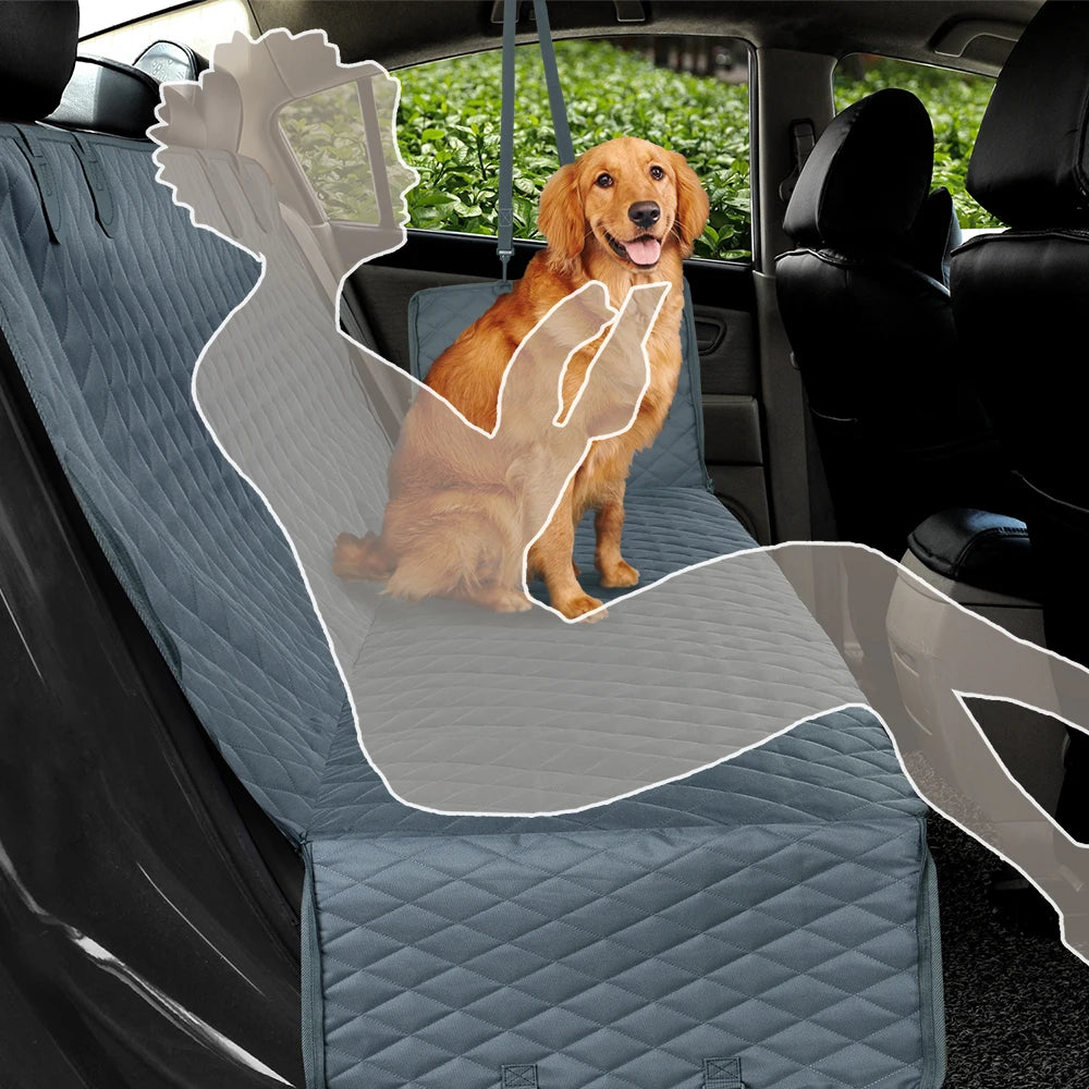 Waterproof dog car seat cover by PETRAVEL, universal pet travel hammock with side flaps for vehicle safety and comfort.