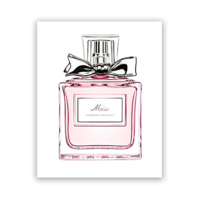 Showlu Fashion perfume bottle canvas wall art, Nordic poster print with artistic depiction of perfume bottle for home decor.