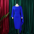 Solid color African dress for women, hip-wrapped design, perfect for office or formal work, by Showlu Fashion Store.