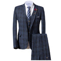 Grey/Brown Men's Suits 3 piece Plaid England Style Notched Lapel Business for Wedding Suits Men (Blazer+Vest+Pant)