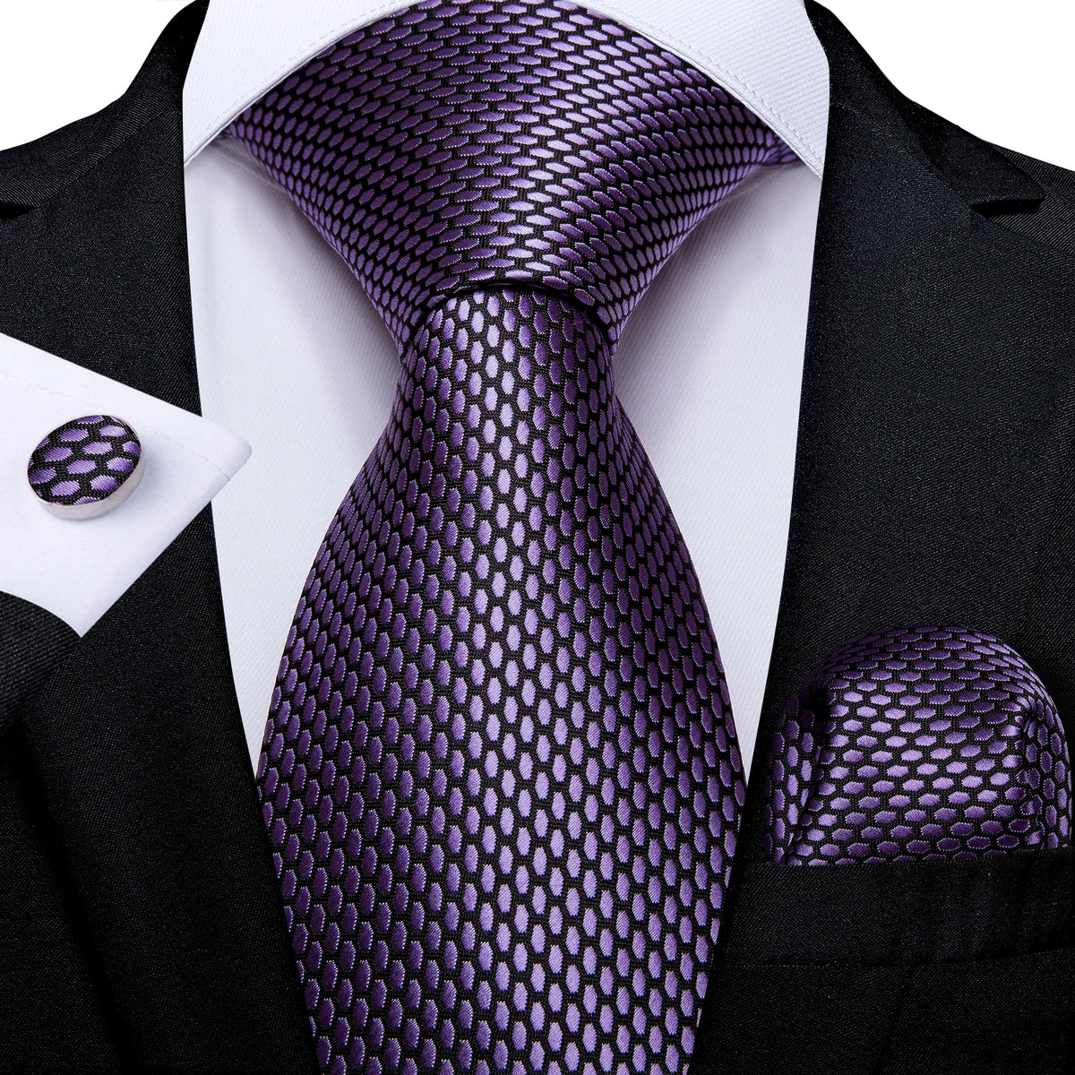 DiBanGu Ties For Men Purple Floral Paisley Necktie Business Formal 100% Silk Tie Pocket Square Set For Wedding Party Cravat