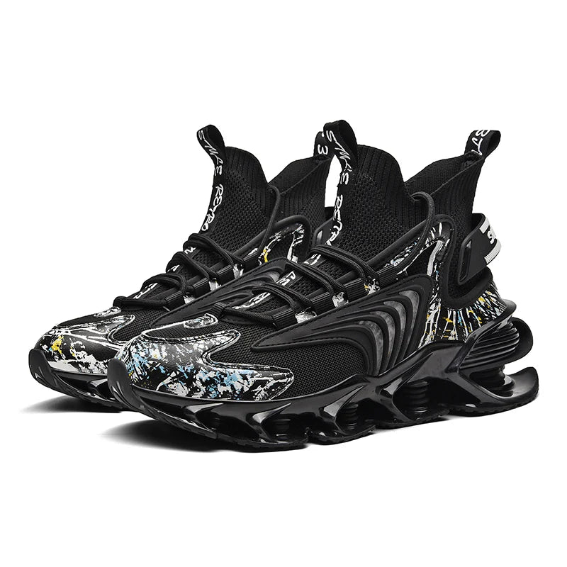 Trendy men's high top casual sports shoes by Showlu Fashion, breathable running sneakers for fashionable active wear.