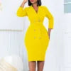 D438 Latest Elegant Design Career Dresses Suit Collar Double Breasted Ladies Office Dress Women Wormal Work Blazer Dresses