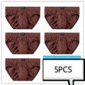 Showlu men's 100% cotton briefs in a 5-pack, solid knit comfortable underwear with a snug fit and soft fabric.