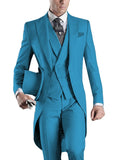 Men's slim fit 3-piece British style wedding tuxedo by SHOWLU FASHION STORE, featuring jacket, vest, and trousers in classic black.