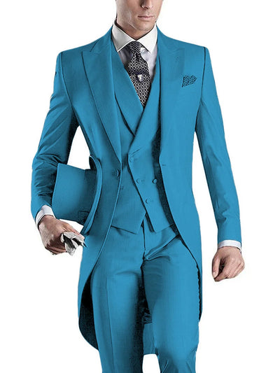 SOLOVEDRESS Men's 3-Piece Slim Fit Suit | British Style Wedding Tuxedo