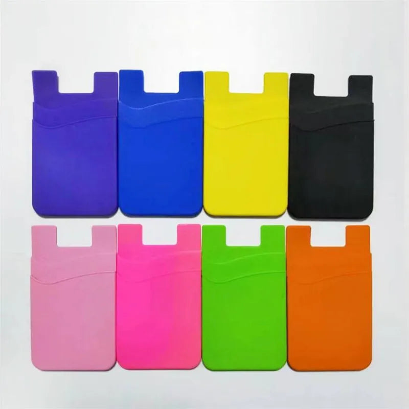 Showlu Smart General stick-on phone wallet attached to a smartphone, featuring card slots for convenience and secure storage.