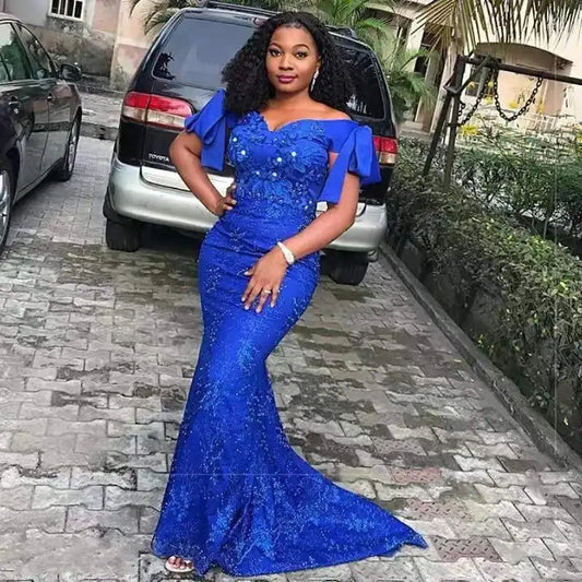 Custom Made 2024 Long Evening Gowns Mermaid Plus Size Evening Dress With Train Vestido De Festa Evening Dresses robe de soiree SHOWLU FASHION STORE
