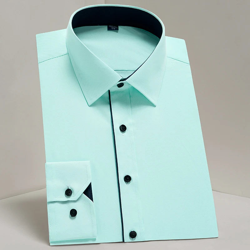 Payel men's slim-fit dress shirt in cotton blend with long sleeves, ideal for business or formal wear.