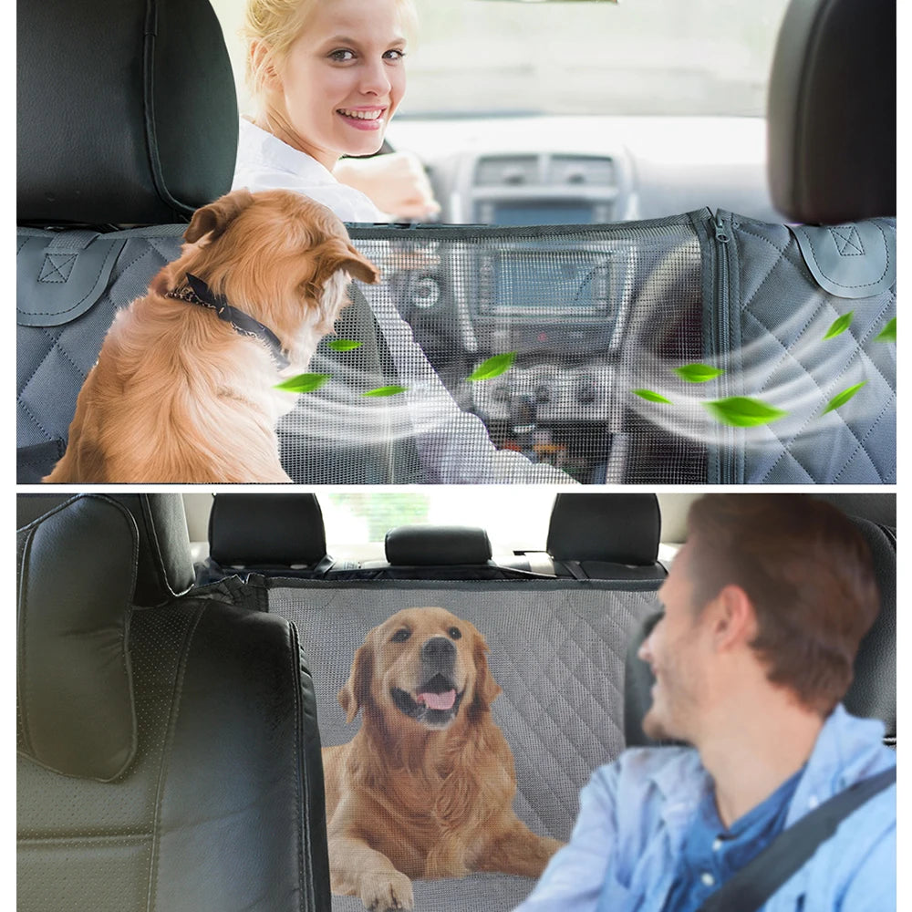 Waterproof dog car seat cover by Showlu Fashion Store, universal pet travel hammock with side flaps and non-slip backing.