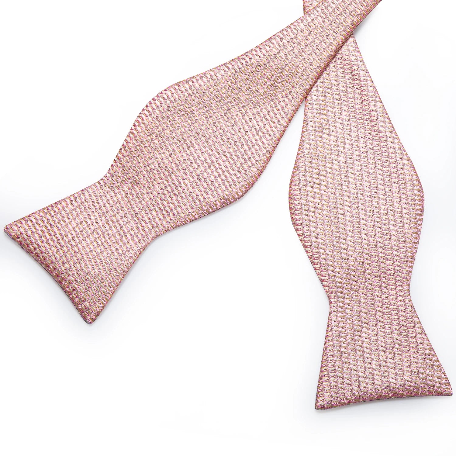 DiBanGu men's pink solid bow tie set with pocket square and cufflinks, perfect for wedding attire, by Showlu Fashion Store.