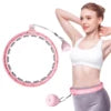 Showlu Fitness Weighted Infinity Hoop for women, 18-link detachable exercise hoop, suitable for waist workouts and plus size fitness.