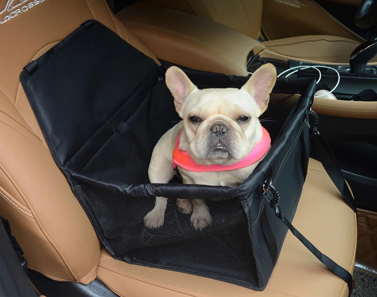 Showlu Smart General portable small dog car seat carrier bag with adjustable straps and mesh windows for pet comfort.